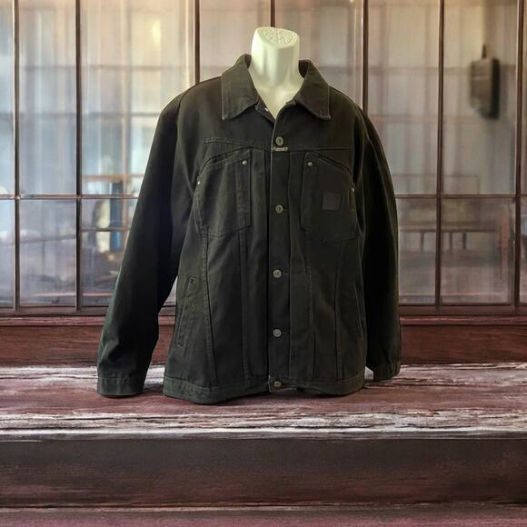 VTG Girbaud Marithe Francois Black Thick Jean Trucker Jacket Men Size XXL Y2K - Picture 2 of 12